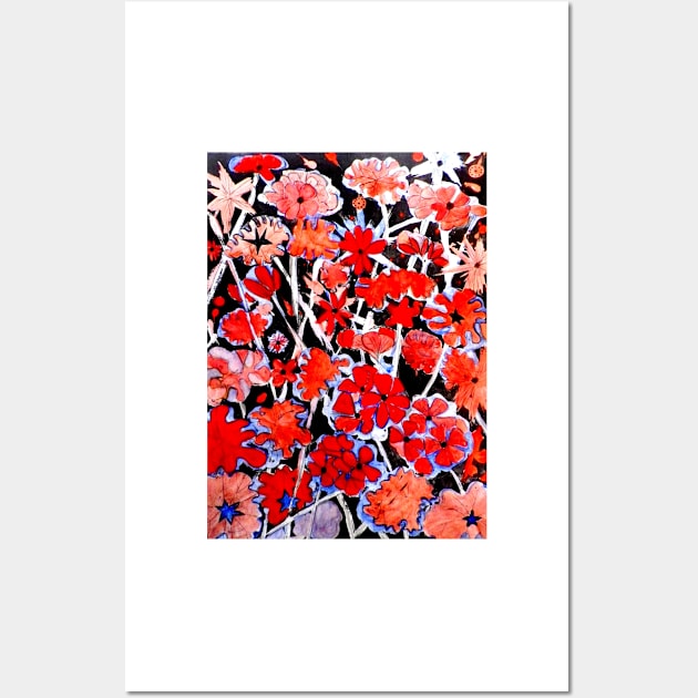 Red Flower Etching Wall Art by BillyLee